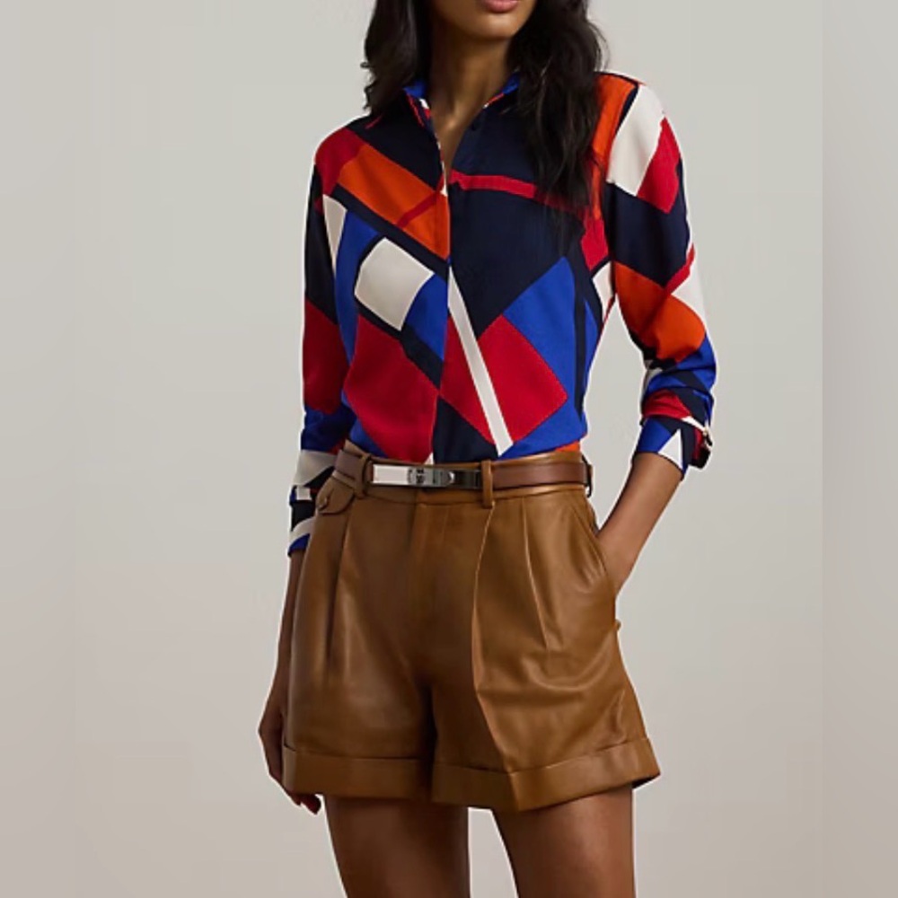Women Lauren RALPH LAUREN Classic Sailboat abstract geometric resort motif shirt